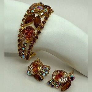 Vintage Juliana “Fantasia” 1965 w Vitrail Coated Stones Bracelet & Earrings Set